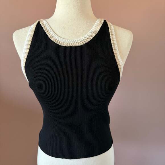 House of Harlow 1960 Tops - House of Harlow 1960 Black Ribbed Knit Tank Top with Crochet Trim